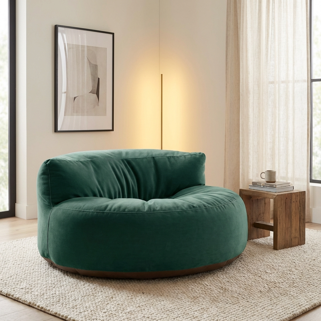 Ronde Fluwelen Zitzak Velvet Loveseat Groot Premium EPS Woonkamer Slaapkamer | Sansoti