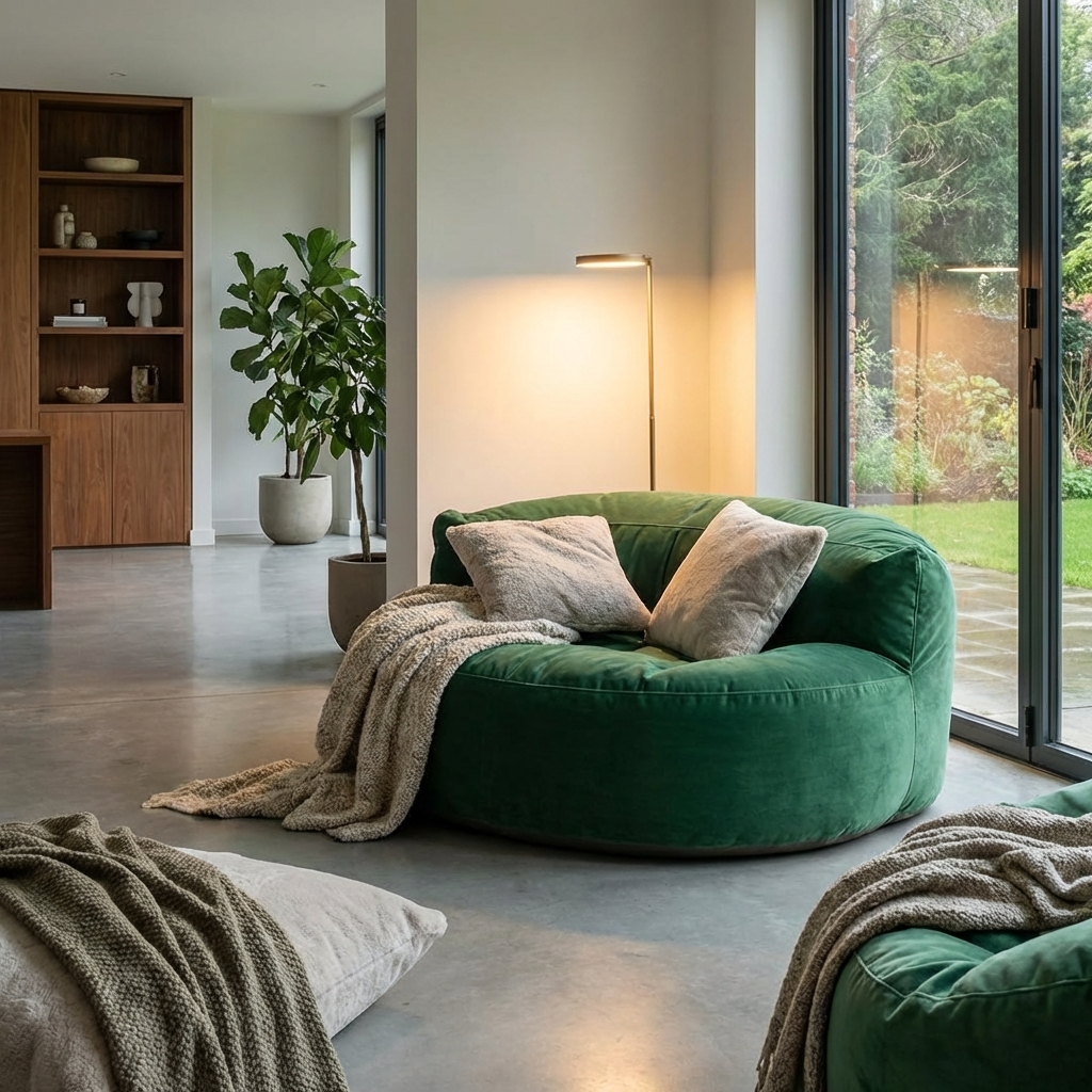 Ronde Fluwelen Zitzak Velvet Loveseat Groot Premium EPS Woonkamer Slaapkamer | Sansoti
