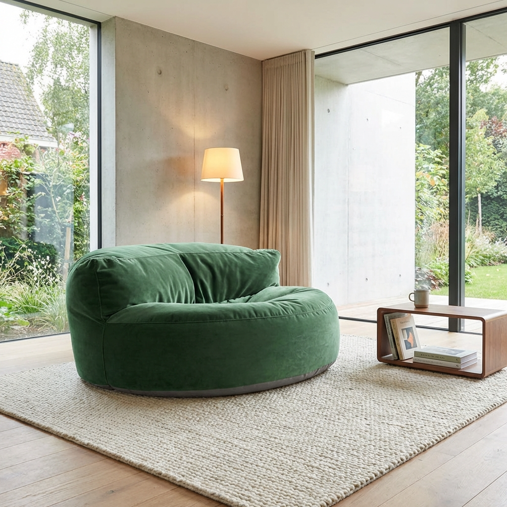 Ronde Fluwelen Zitzak Velvet Loveseat Groot Premium EPS Woonkamer Slaapkamer | Sansoti