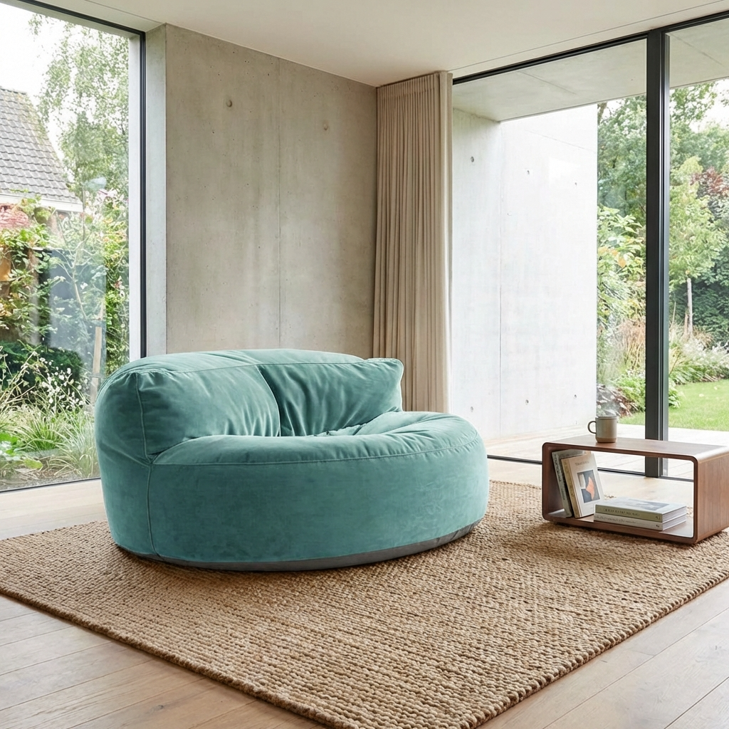 Ronde Fluwelen Zitzak Velvet Loveseat Groot Premium EPS Woonkamer Slaapkamer | Sansoti