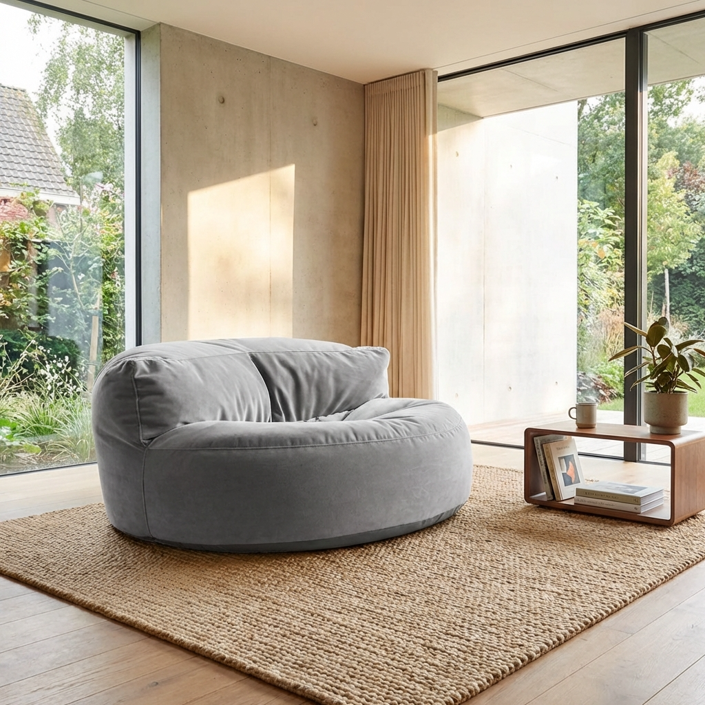 Ronde Fluwelen Zitzak Velvet Loveseat Groot Premium EPS Woonkamer Slaapkamer | Sansoti