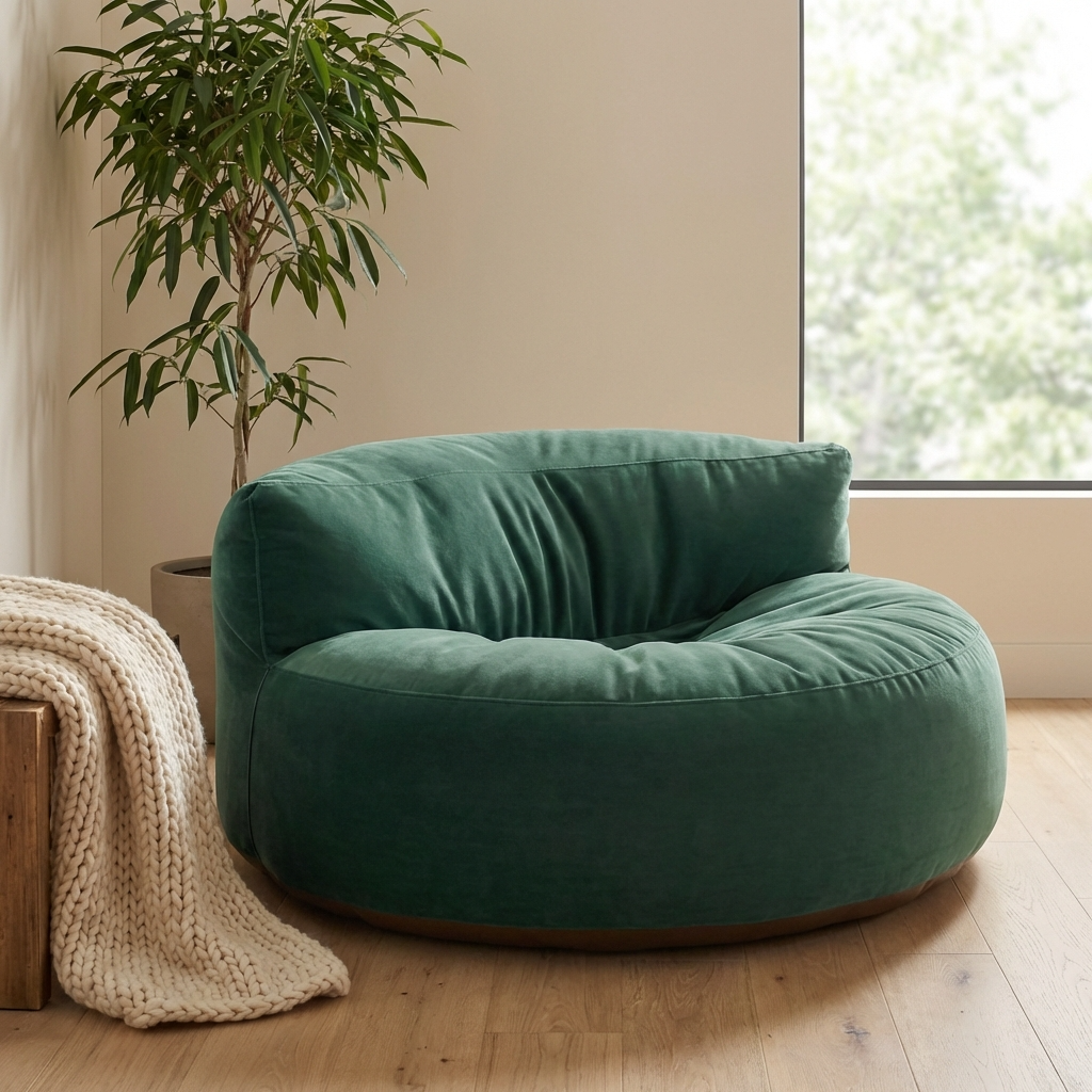 Ronde Fluwelen Zitzak Velvet Loveseat Groot Premium EPS Woonkamer Slaapkamer | Sansoti