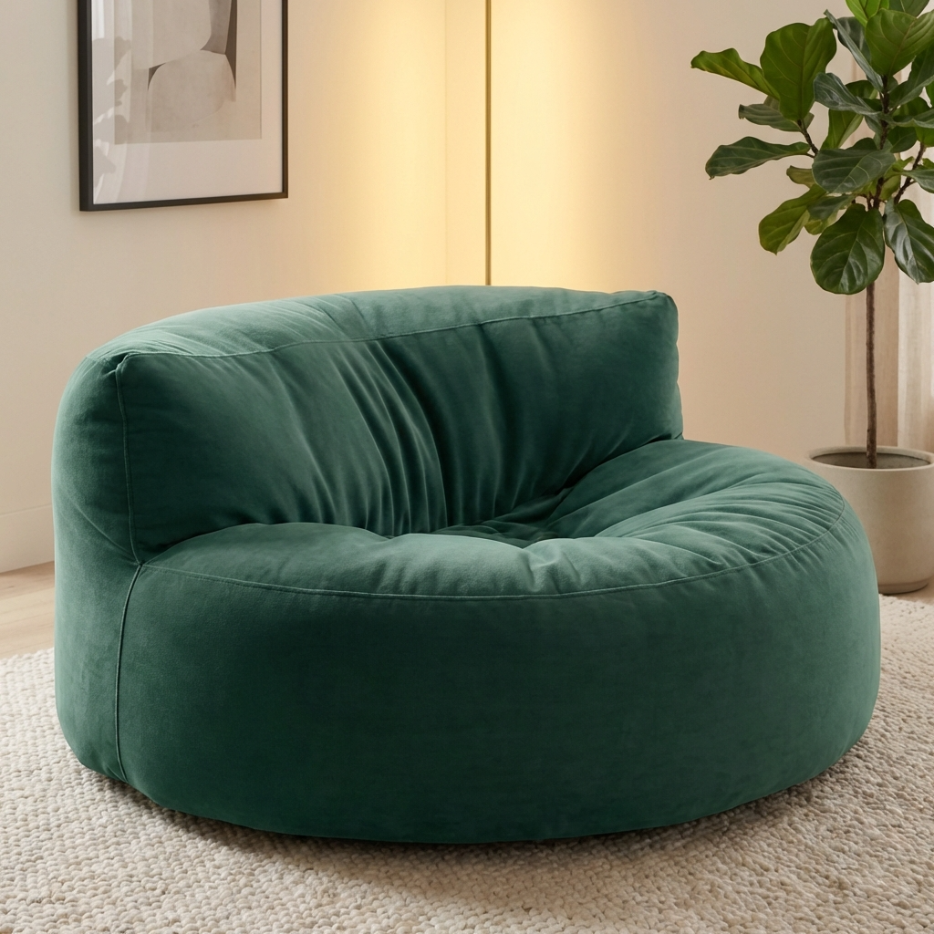 Ronde Fluwelen Zitzak Velvet Loveseat Groot Premium EPS Woonkamer Slaapkamer | Sansoti
