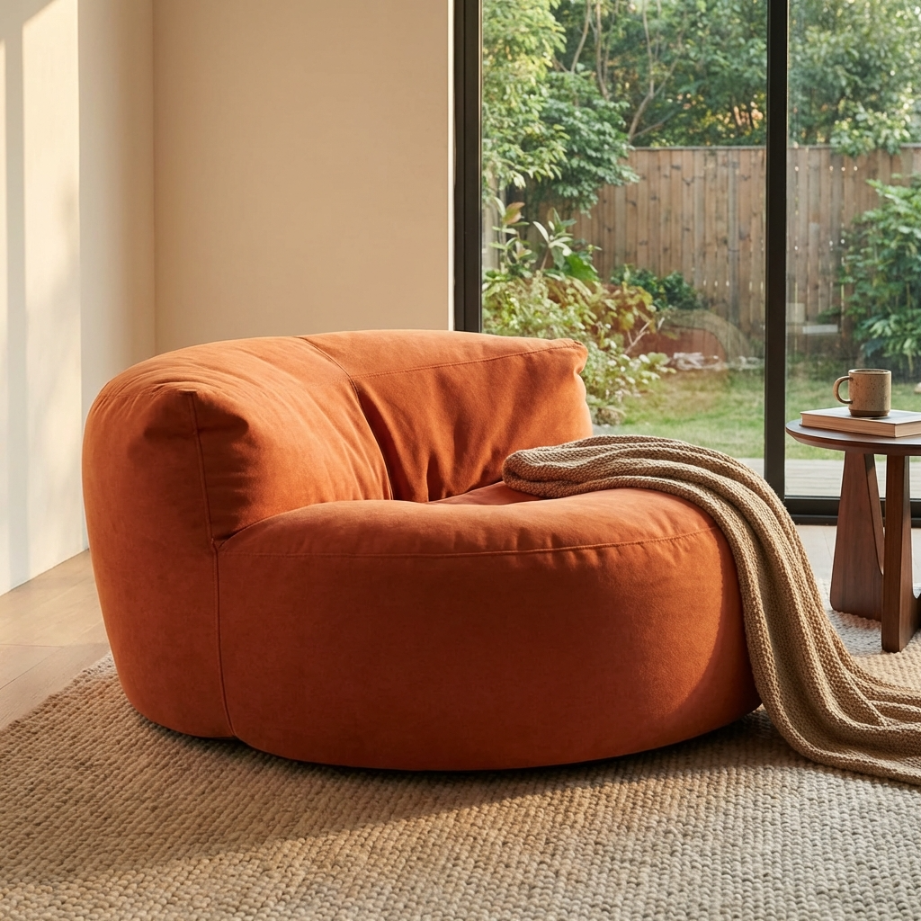 Ronde Fluwelen Zitzak Velvet Loveseat Groot Premium EPS Woonkamer Slaapkamer | Sansoti