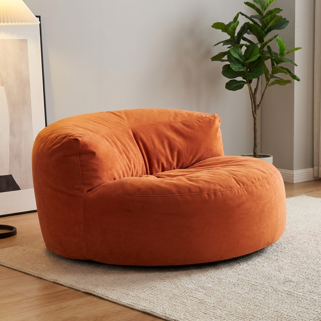 Ronde Fluwelen Zitzak Velvet Loveseat Groot Premium EPS Woonkamer Slaapkamer | Sansoti