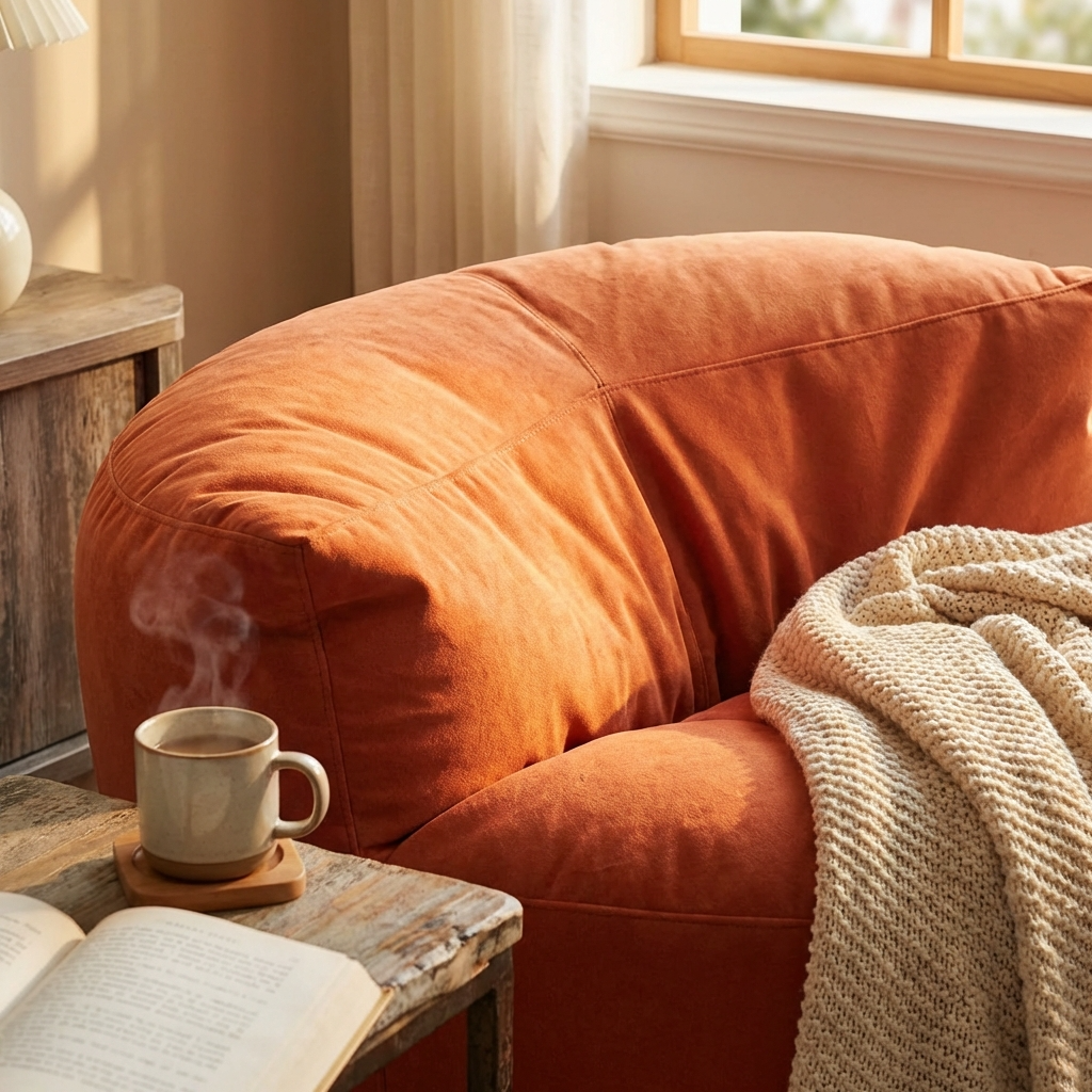 Ronde Fluwelen Zitzak Velvet Loveseat Groot Premium EPS Woonkamer Slaapkamer | Sansoti