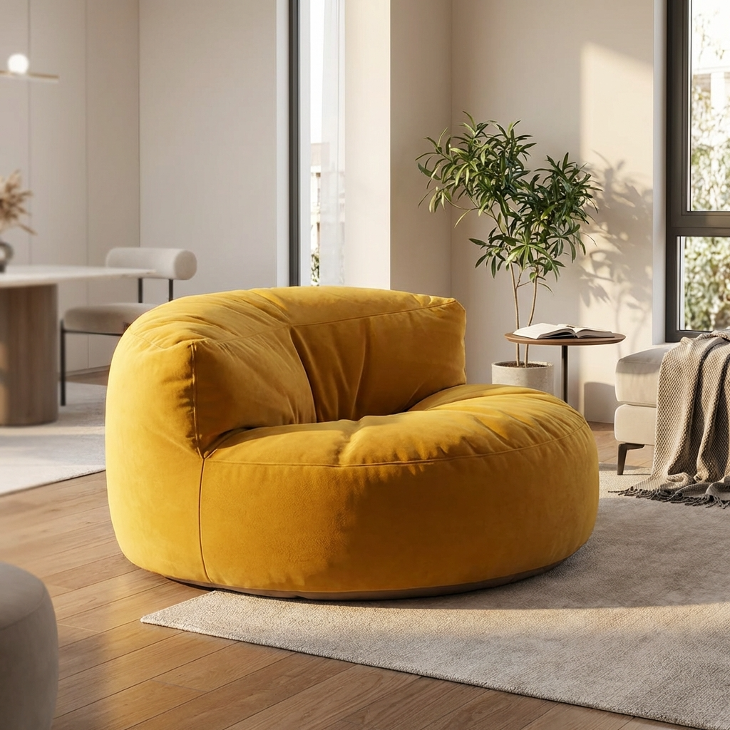 Ronde Fluwelen Zitzak Velvet Loveseat Groot Premium EPS Woonkamer Slaapkamer | Sansoti