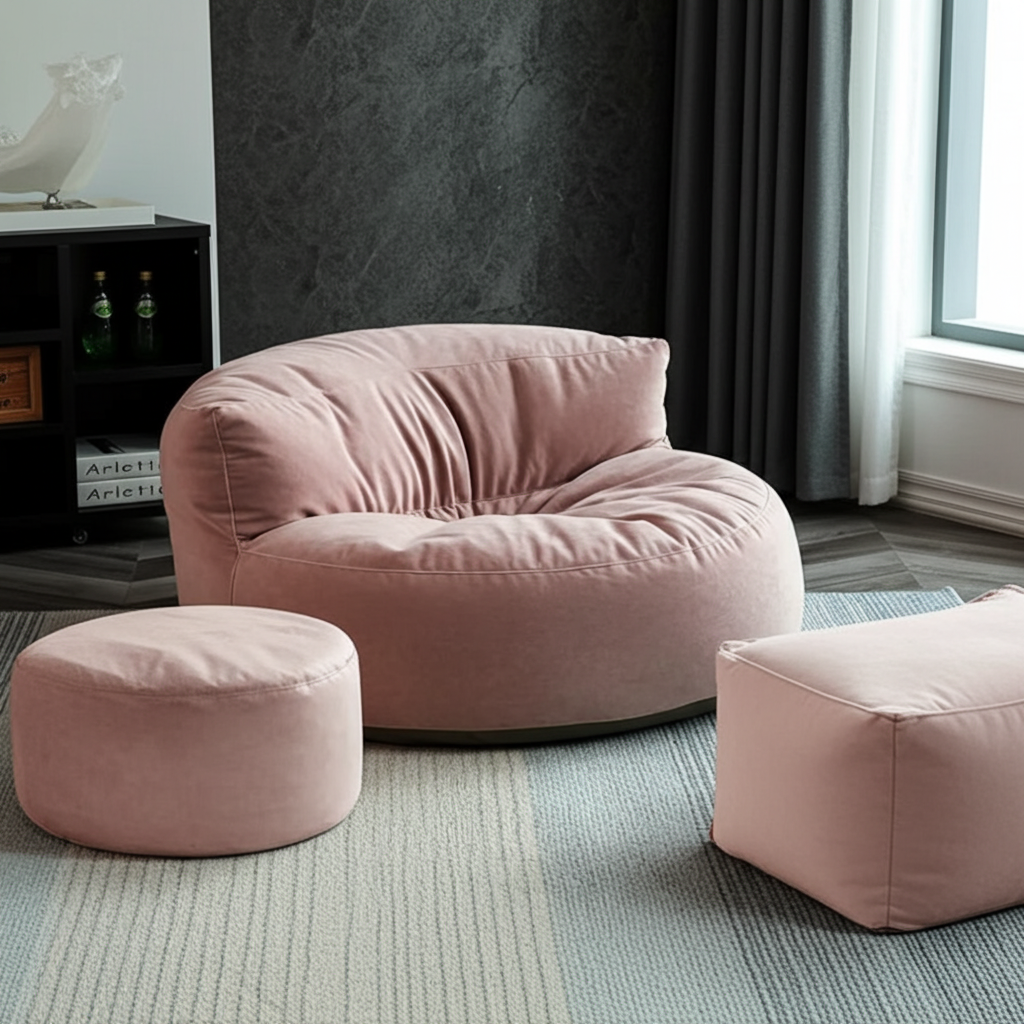 Ronde Fluwelen Zitzak Velvet Loveseat Groot Premium EPS Woonkamer Slaapkamer | Sansoti