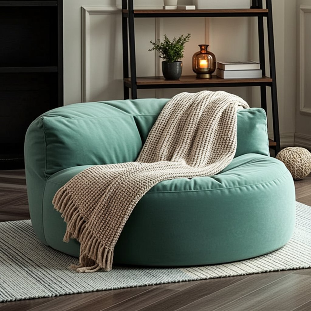Ronde Fluwelen Zitzak Velvet Loveseat Groot Premium EPS Woonkamer Slaapkamer | Sansoti