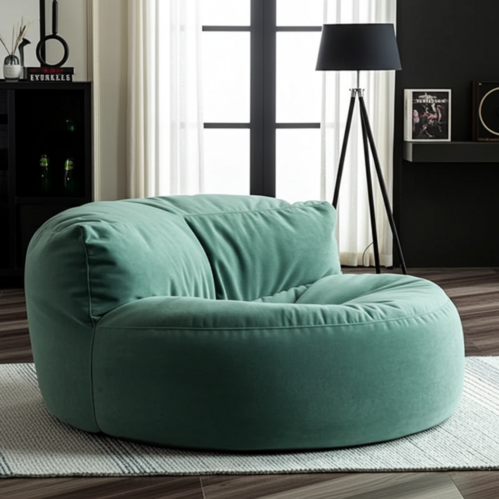 Ronde Fluwelen Zitzak Velvet Loveseat Groot Premium EPS Woonkamer Slaapkamer | Sansoti