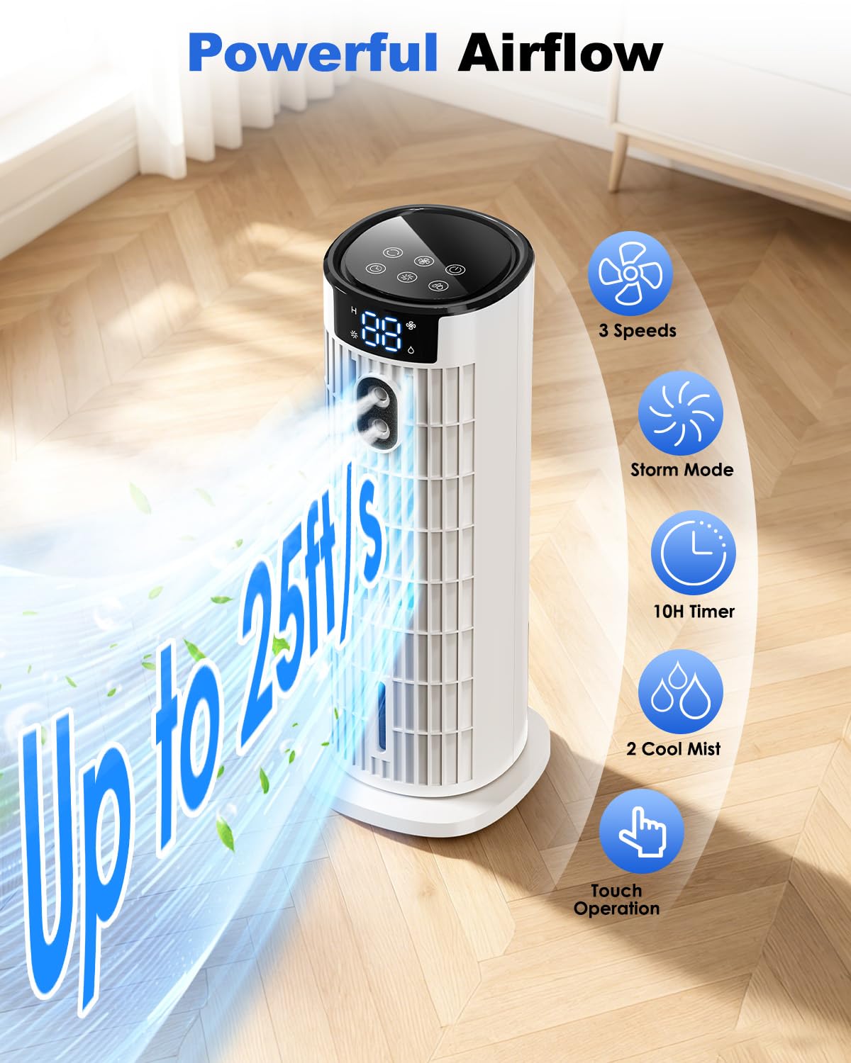 4-in-1 Mobiele Luchtkoeler met Afstandsbediening Timer en Verdampingskoeling voor Kamer Kantoor | Sansoti