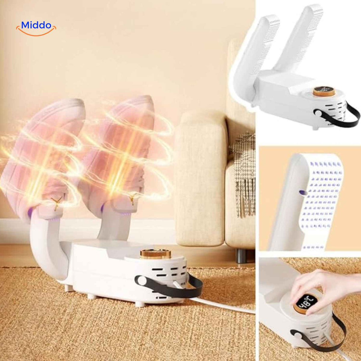 Elektrische Schoenendroger Opvouwbaar 55-60°C Timer Leer Canvas Wol Handschoenen Helmen Stil Compact | Sansoti