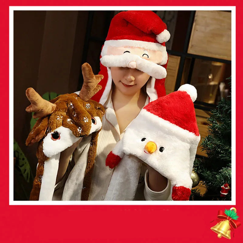 Plush Christmas Hat Reindeer Snowman Santa Festive Winter Accessory Adults Christmas Party Decoration | Sansoti