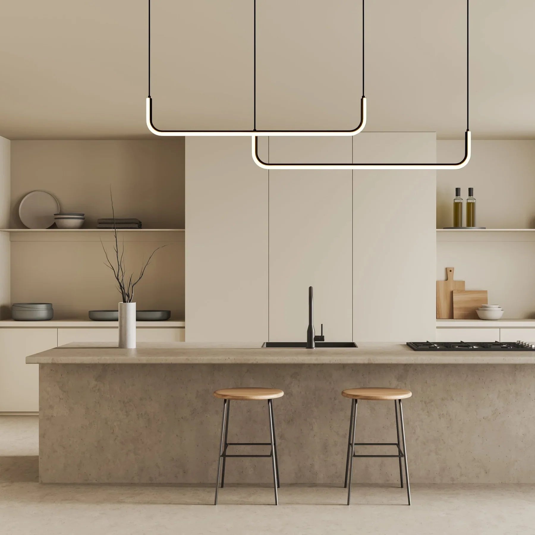 Suspension Bar Dumont métal noir LED table à manger îlot de cuisine suspension moderne design scandinave | Restfield