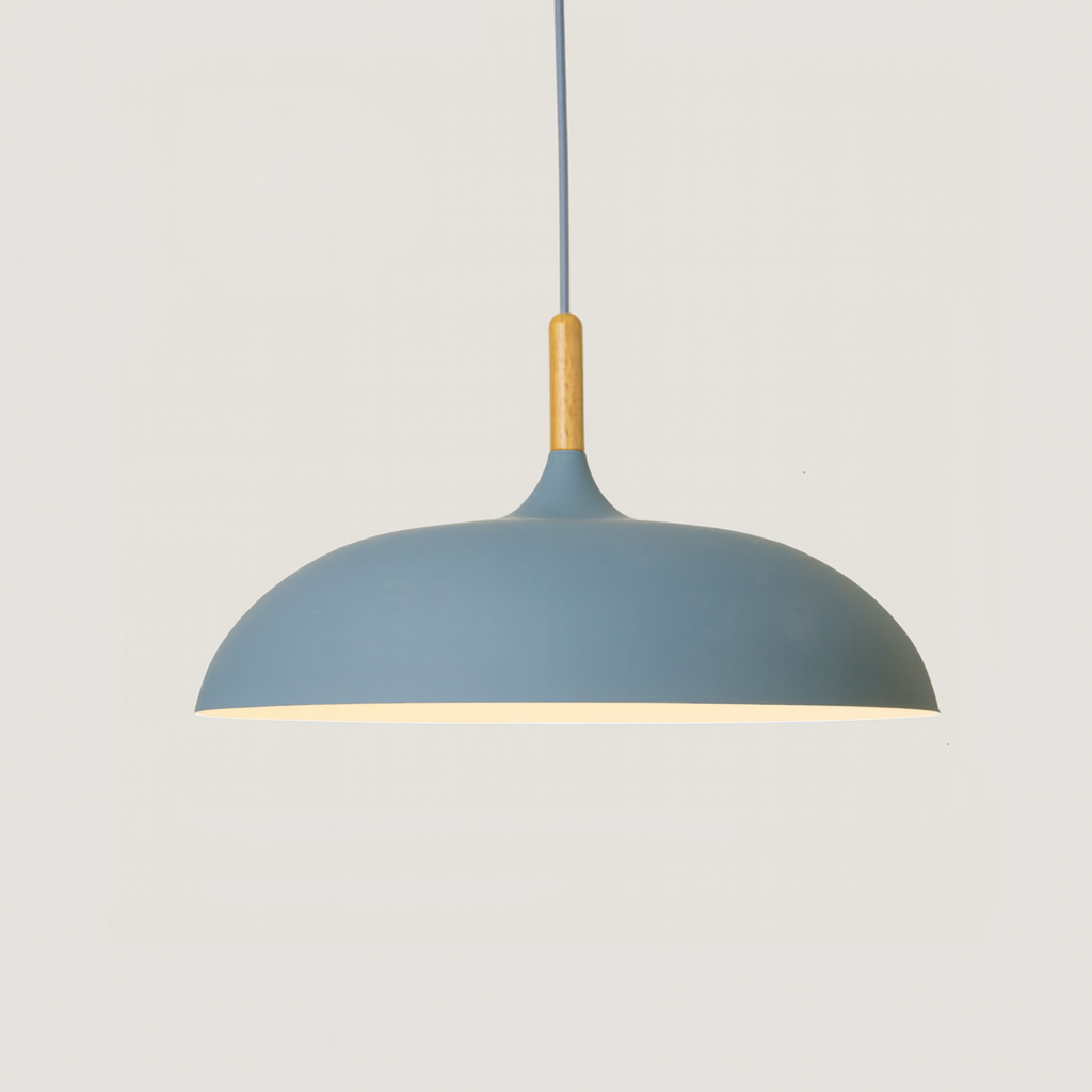 Hängelampe Pastell Aluminium Holz Retro Kuppel Kugel E27 Kinderzimmer Wohnzimmer | Restfield