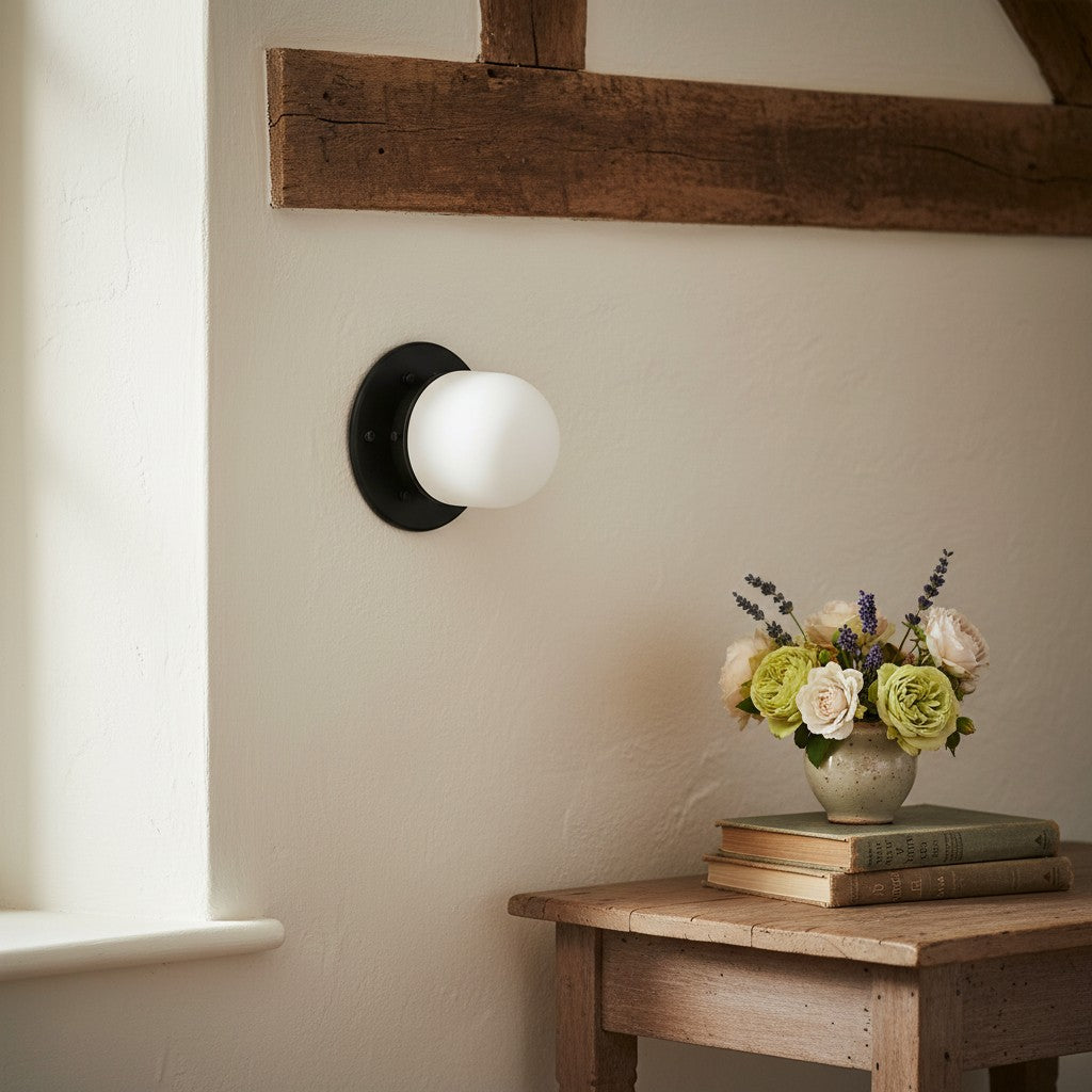 Opaal Glazen Wandlamp & Plafondlamp Dubbelfunctie Modern Design Messing | Sansoti