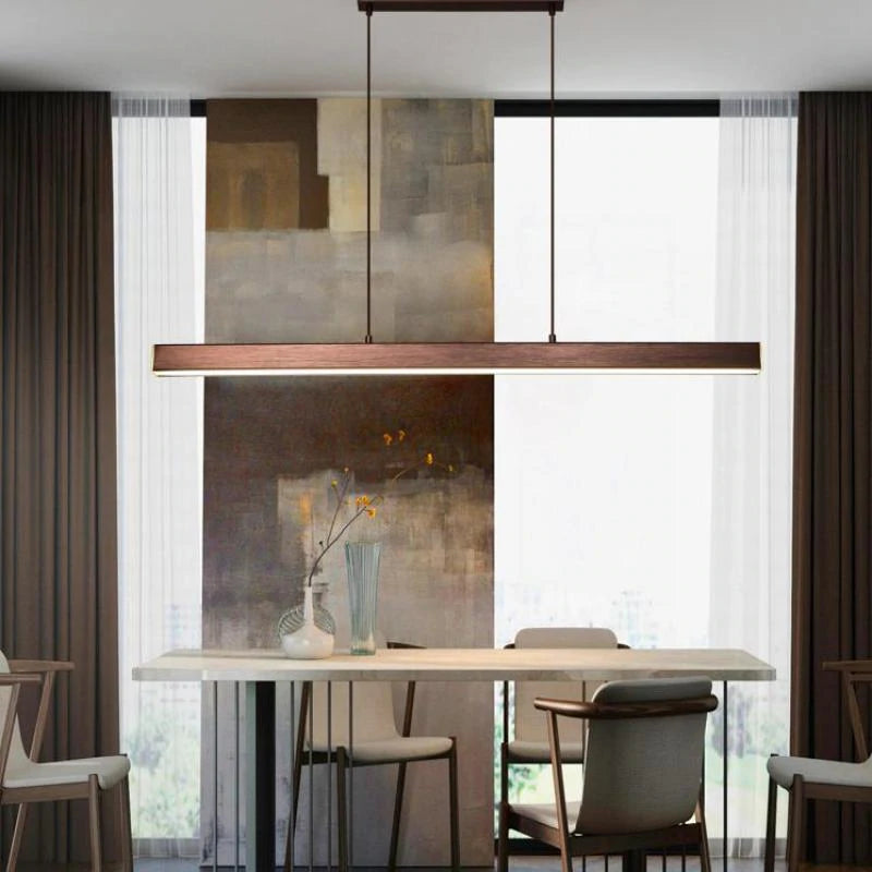 Hanglamp Rechthoekig LED Dimbaar Zwart Bruin Metaal Acryl Eettafel Woonkamer 80-150cm | Sansoti