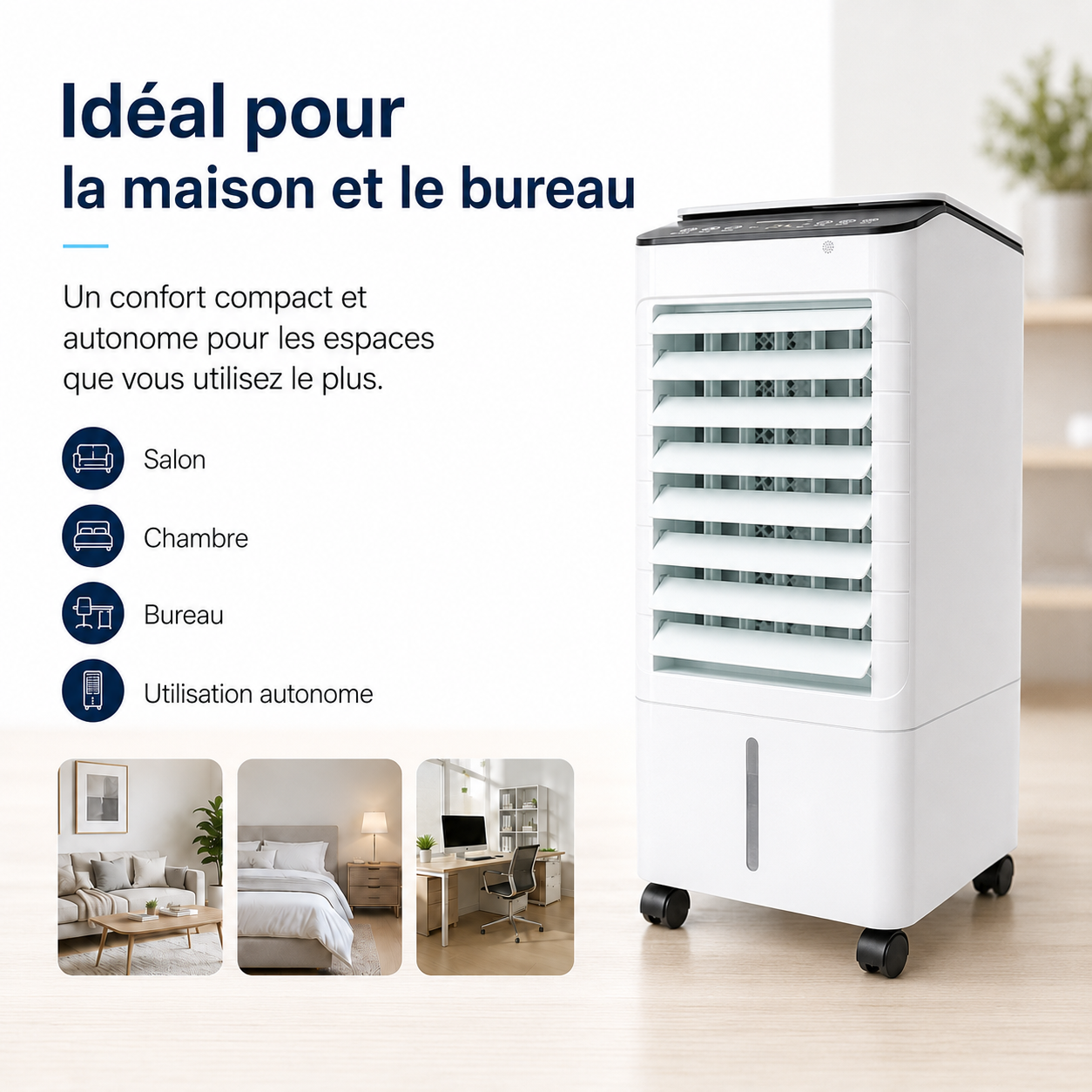 Draagbare Mobiele Aircooler 3-in-1 met 7L Watertank en Afstandsbediening – Energiezuinige Luchtbevochtiger met Timer voor Thuis en Kantoor | Sansoti