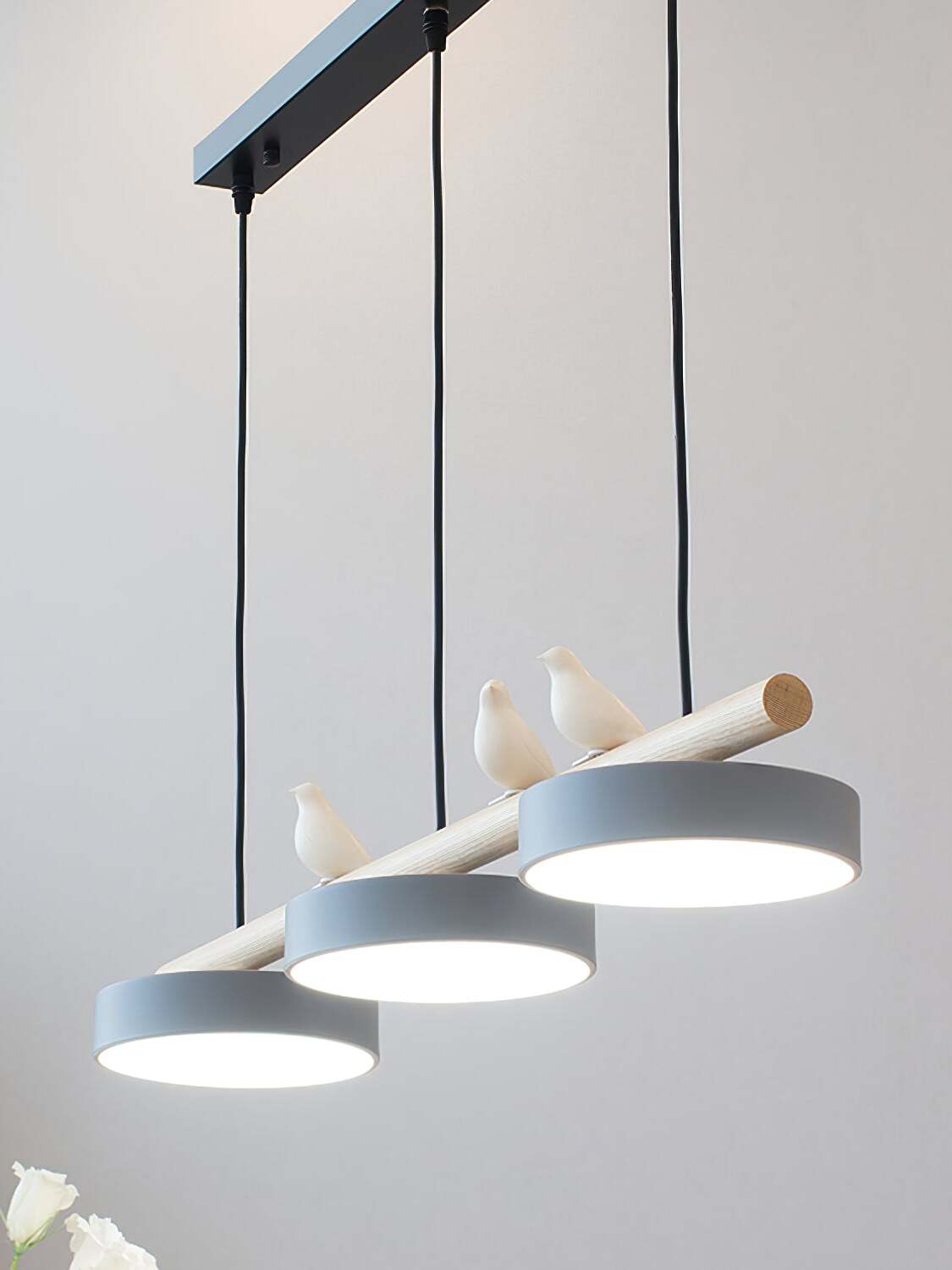 Hanglamp Hout Design Vogelvorm Drie Kappen Scandinavisch Keukeneiland | Sansoti