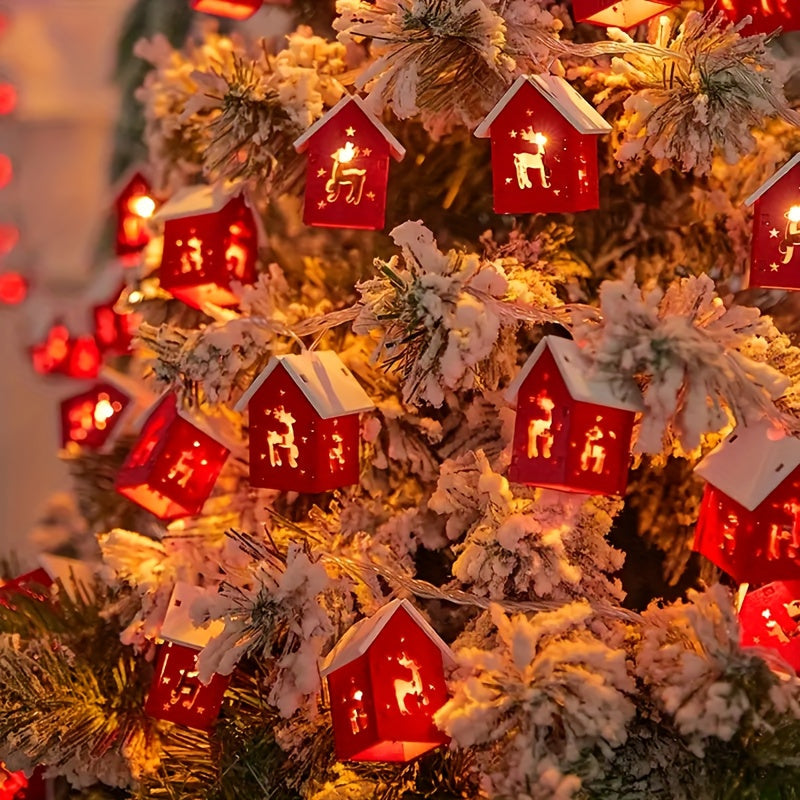 Verlichte Decoratie Huisjes LED Slinger 200cm Kerst Wintersfeer Warm Licht Batterij Sfeervol Kerstdecoratie | Sansoti