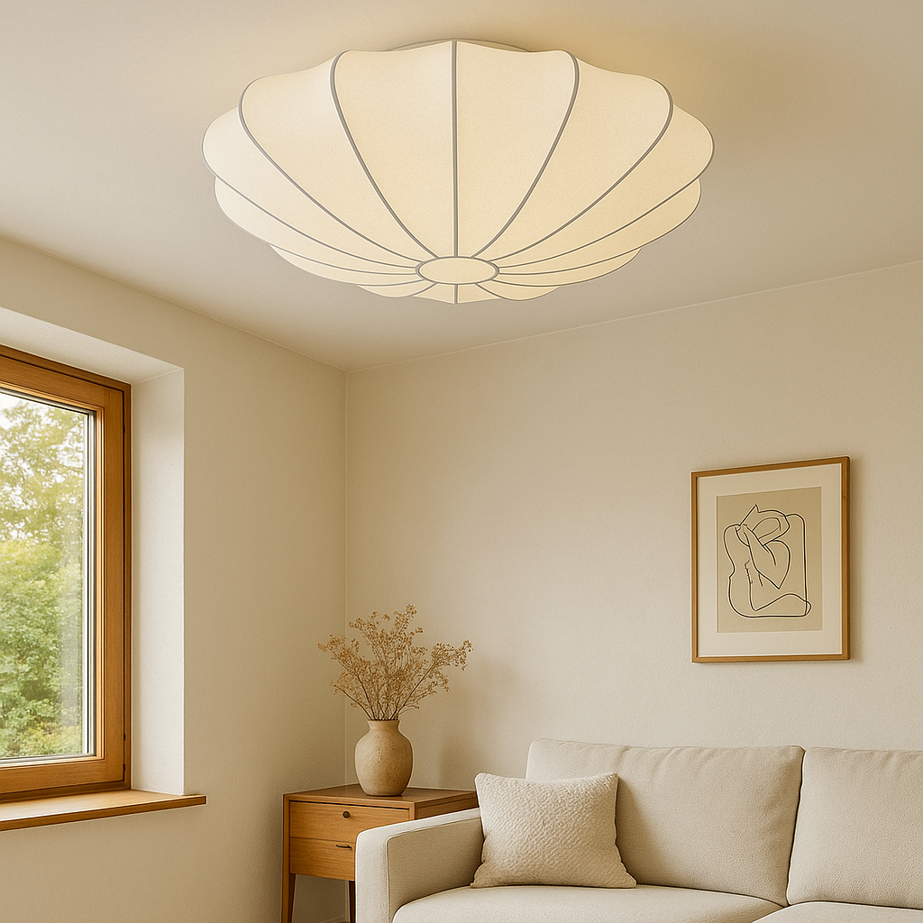 Nelson plafondlamp zijdevezel 3000K wit woonkamer slaapkamer cocoon design Japandi verlichting | Sansoti