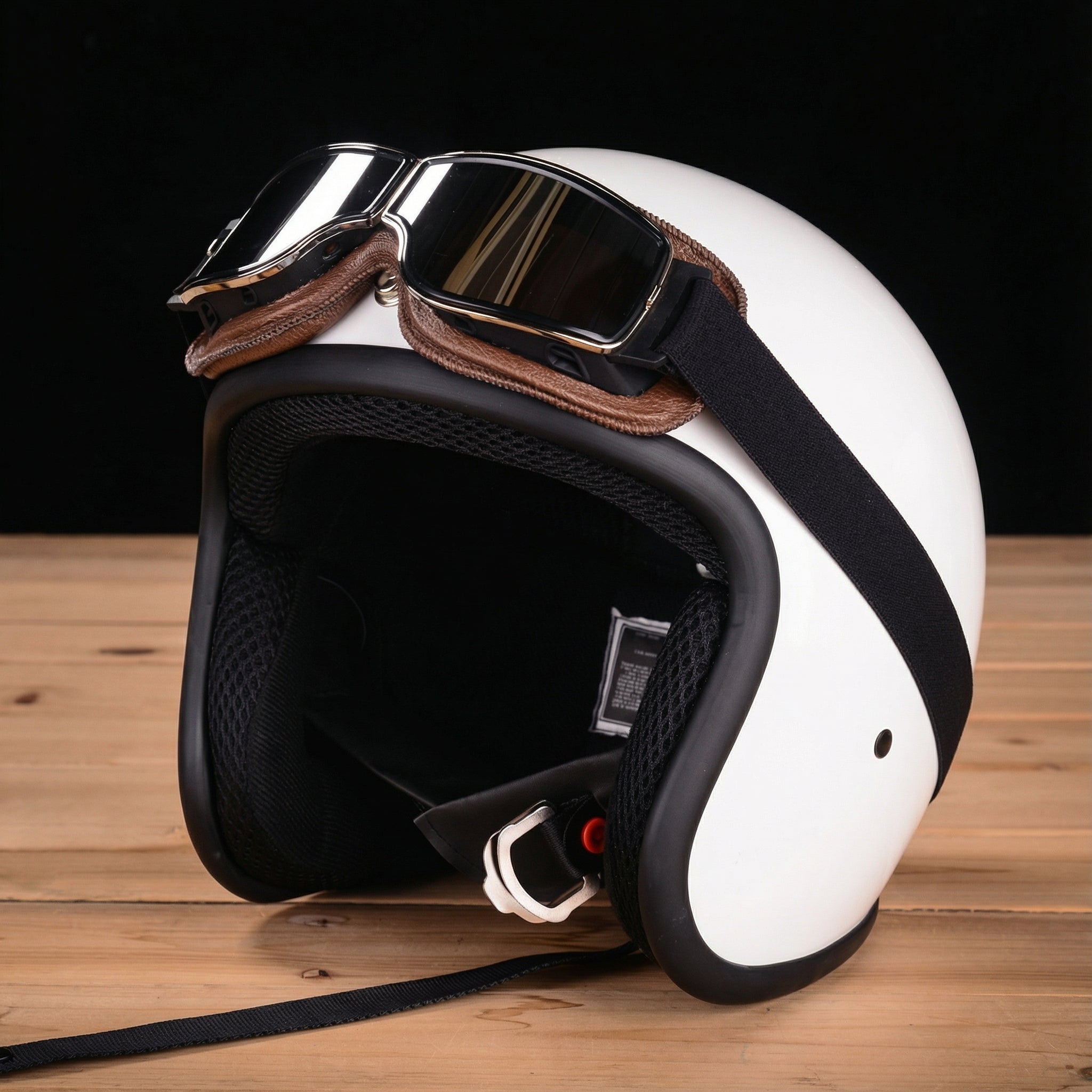 Retro Motorgoggles met Leren Frame en Splintervrije Glazen | Vintage Motorbril Wind- en Stofbestendig | Sansoti