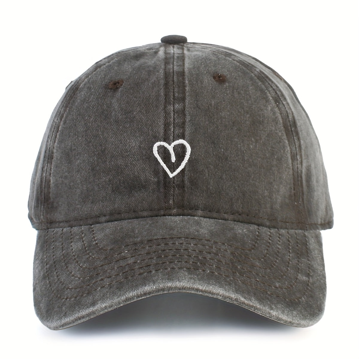 Vintage Baseballcap met Hartstiksel – Verstelbaar Katoen Gewassen Stijl Sportpet Zomerpet Dames Heren Casual Cap | Sansoti
