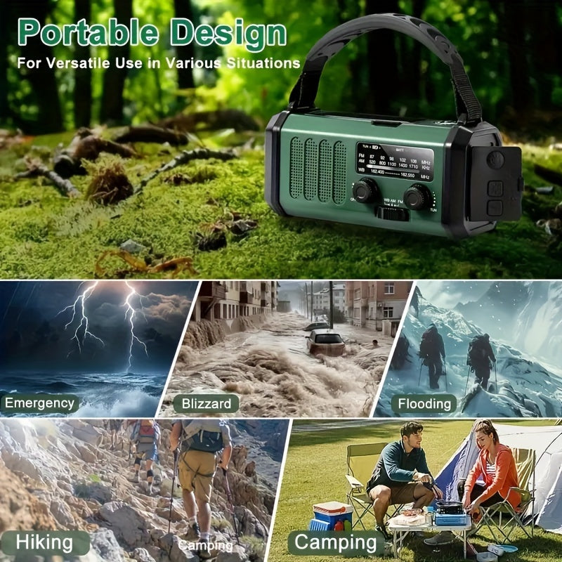 Noodradio met Zaklamp en Powerbank – Oplaadbaar via Zonne-energie, Handslinger en USB | Sansoti