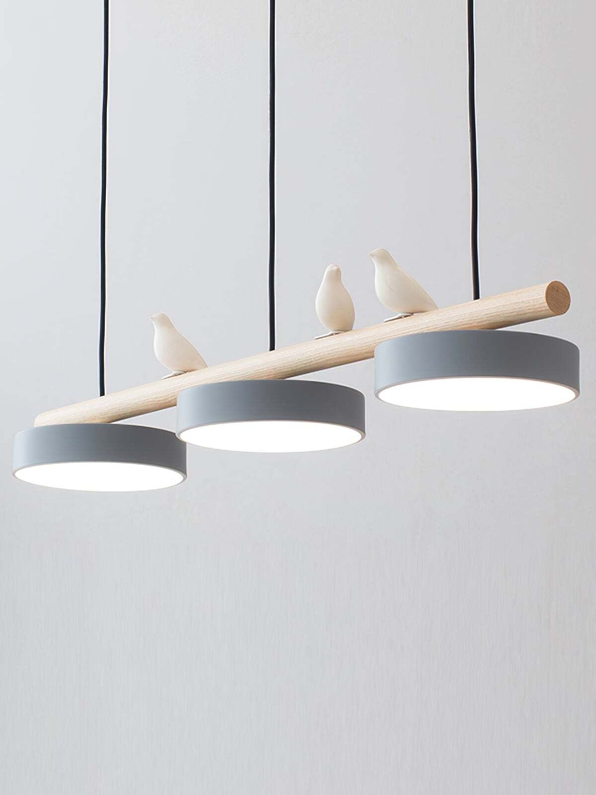 Hanglamp Hout Design Vogelvorm Drie Kappen Scandinavisch Keukeneiland | Sansoti
