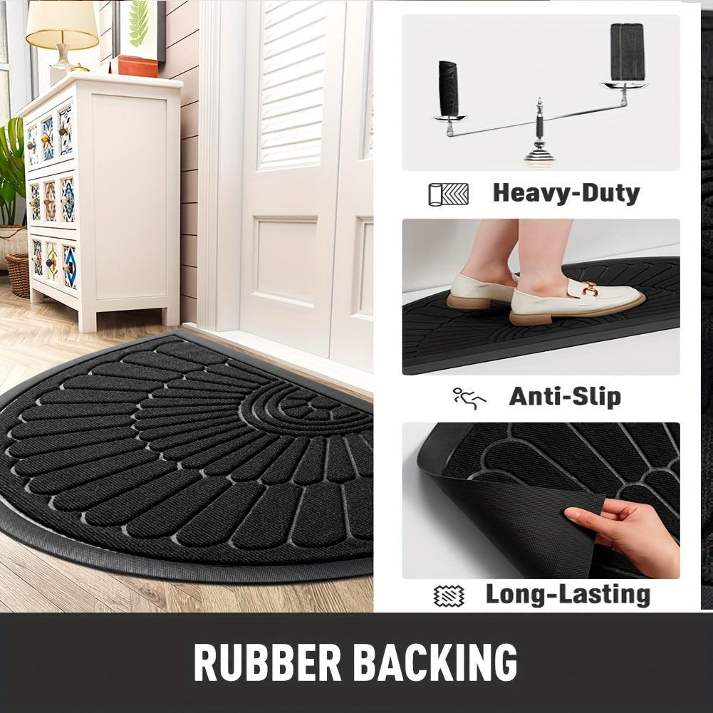 Rubber Deurmat Halfrond Zwart Binnen Buiten Antislip Schoonloopmat Entree Mat Moddermat | Sansoti
