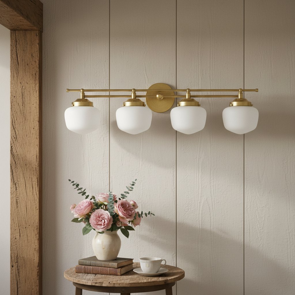 Globe Wandlamp Klassieke Badkamer Schoolhouse Verlichting Mat Opaal Glas voor Spiegel en Wastafel | Sansoti