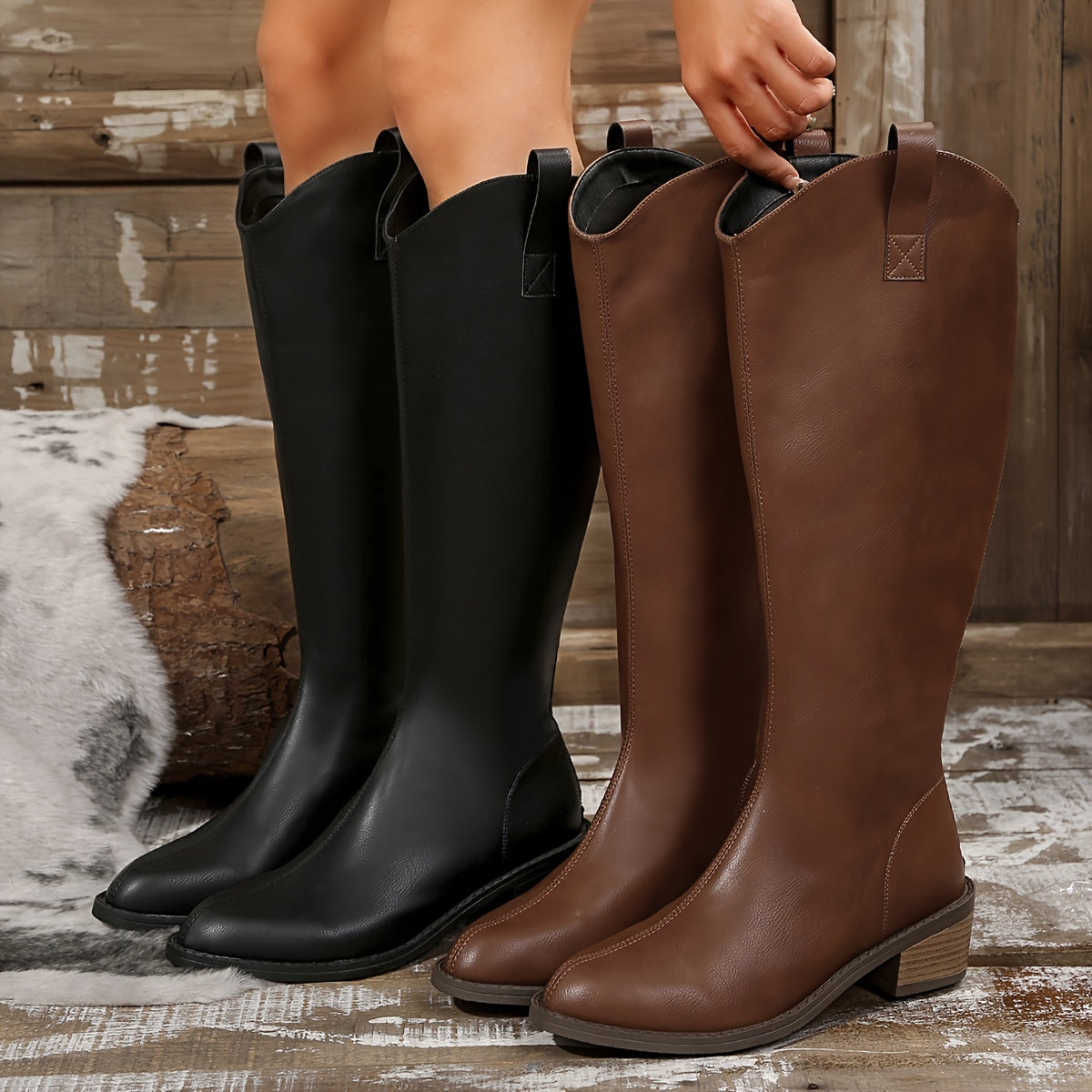 Bottes pour femmes montant jusqu’au genou avec fermeture éclair et bout pointu - doublure en mesh - confortables et élégantes au quotidien | Sansoti