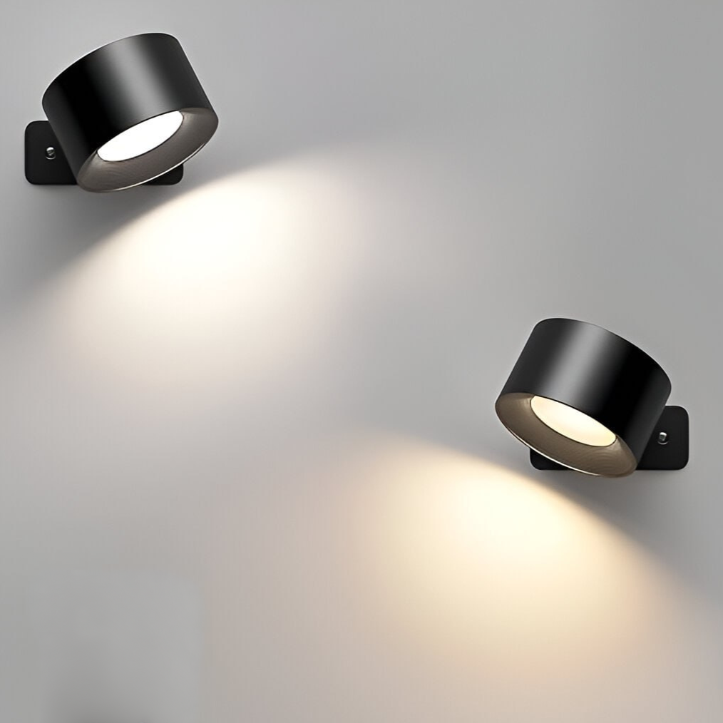 Wandleuchte Kabellos Wiederaufladbar Dimmbar 360° Drehbar Touch Fernbedienung Weiß Schwarz Holz | Restfield