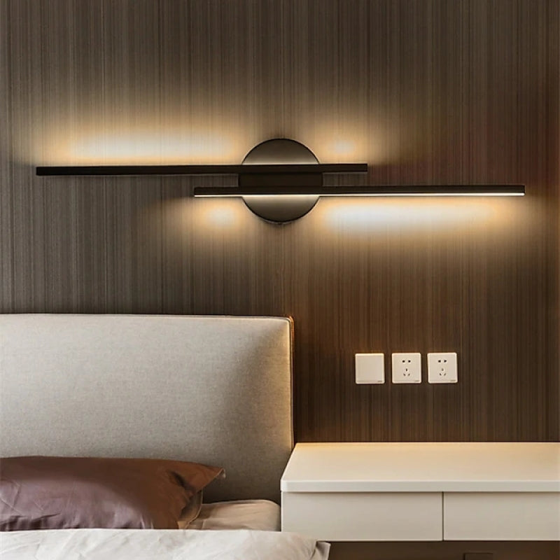 LED Wandlamp Dubbele Lijn 55cm Metaal Zwart Wit Slaapkamer Woonkamer Modern Geometrisch Design Verlichting | Sansoti