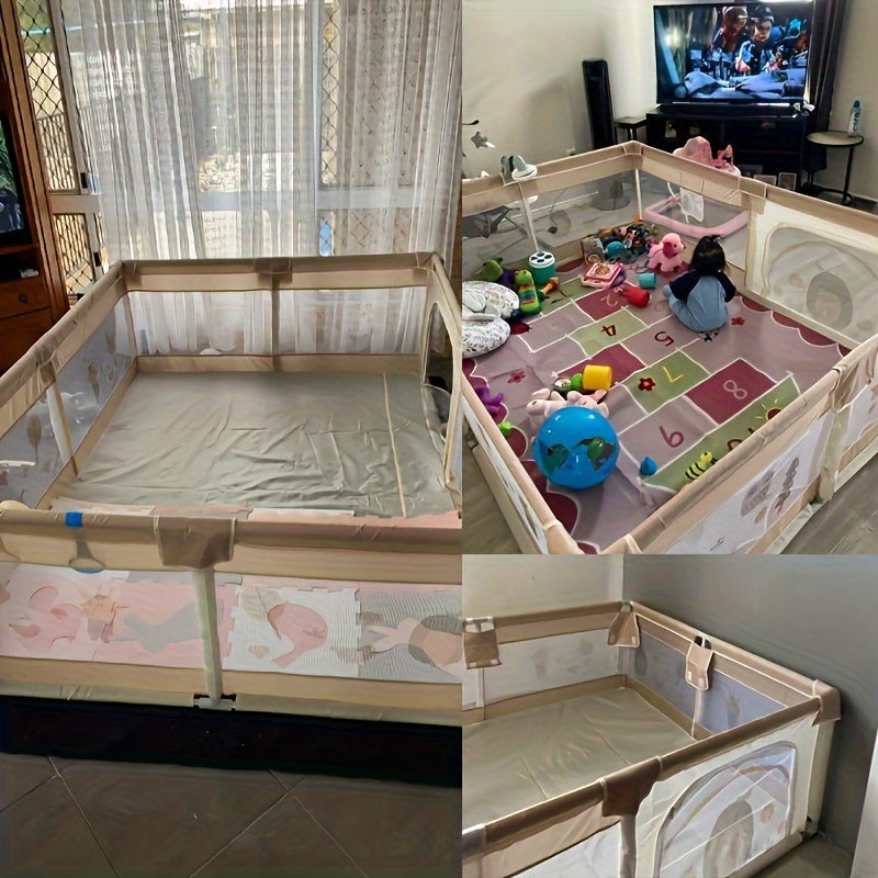 Babyspeelbox met Zacht Zijvlak en Dierprint voor Veilig Spelen | Scandinavische Kinderkamerdecoratie voor Ontdekkende Peuters | Opvouwbare Speelruimte met Kleurrijk Design | Sansoti