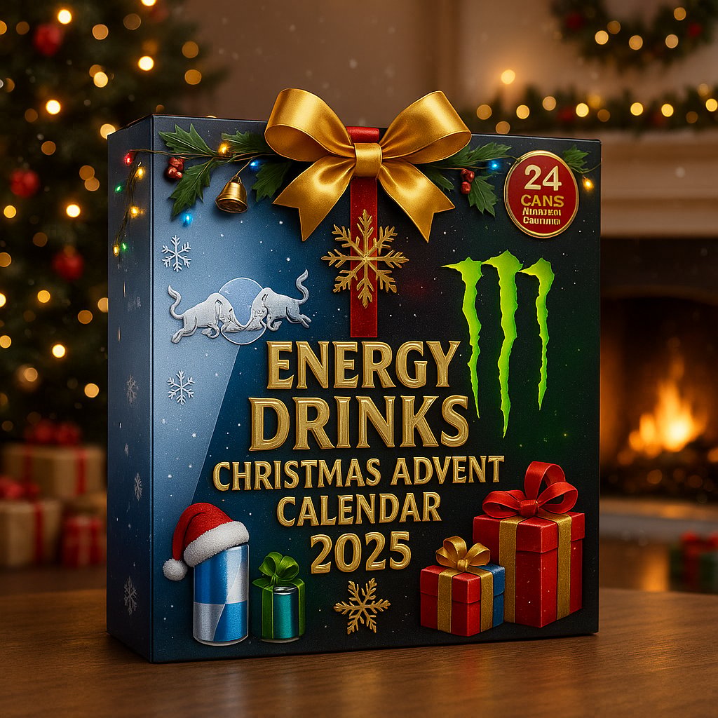 Adventskalender Miniatuur Energy Drink Blikjes 24 Dagen Decoratief Verzamelitem Feestdagen Advent 2025 | Sansoti