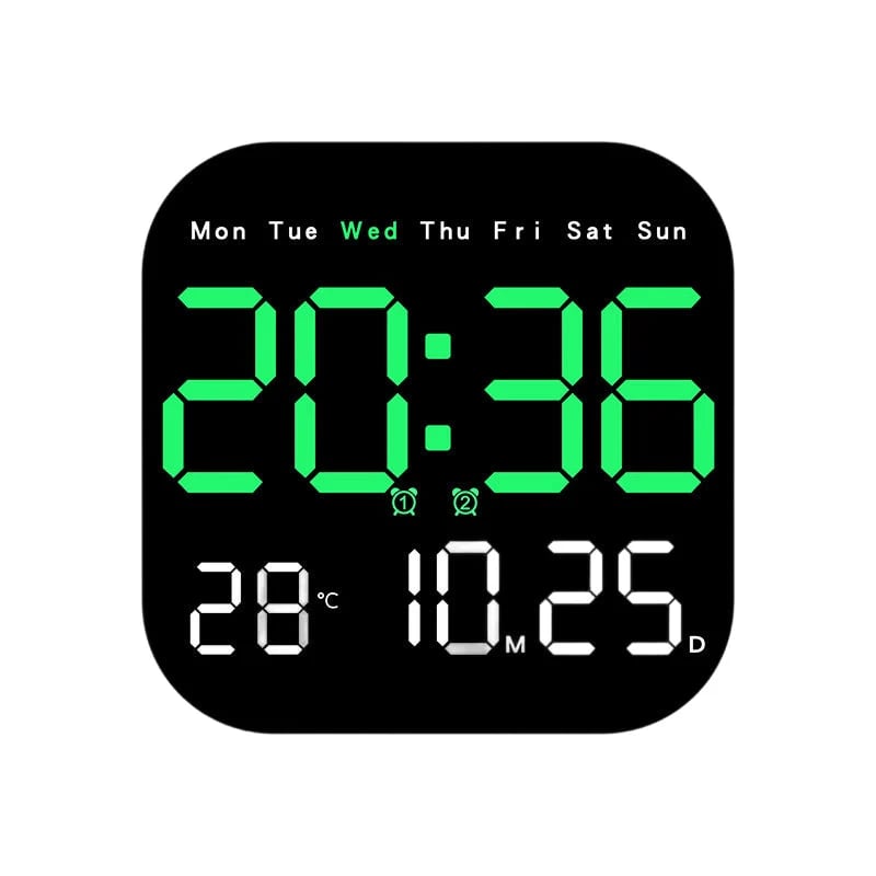 Digital Wall Clock with Remote Control Temperature Display Date Dimmable Modern Design for Office Bedroom | Sansoti