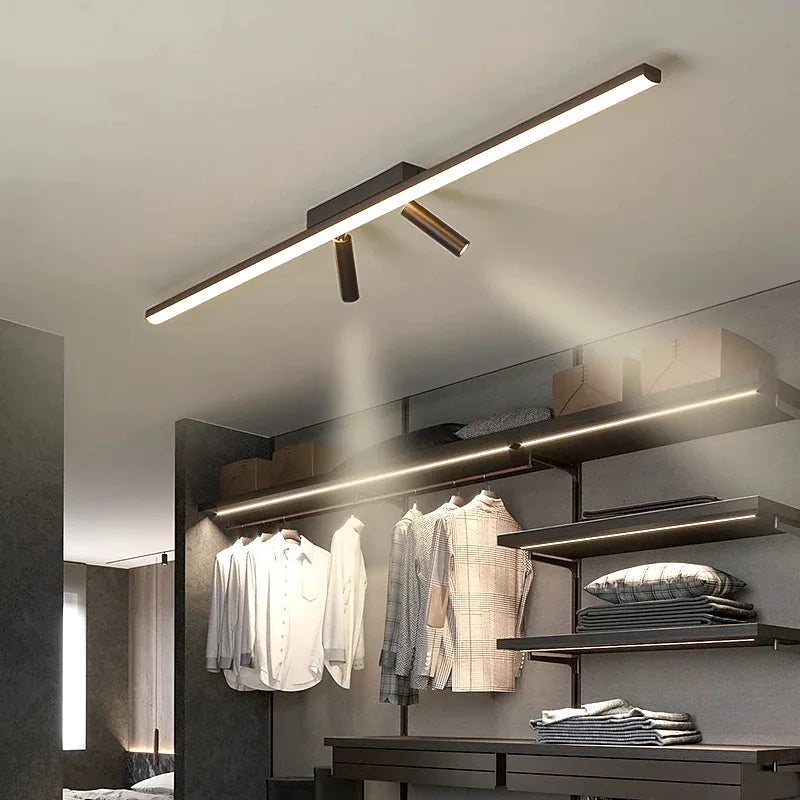 Deckenleuchte LED Linear Metall Silikon Schwarz Verstellbare Spots 80 100cm Schlafzimmer | Restfield