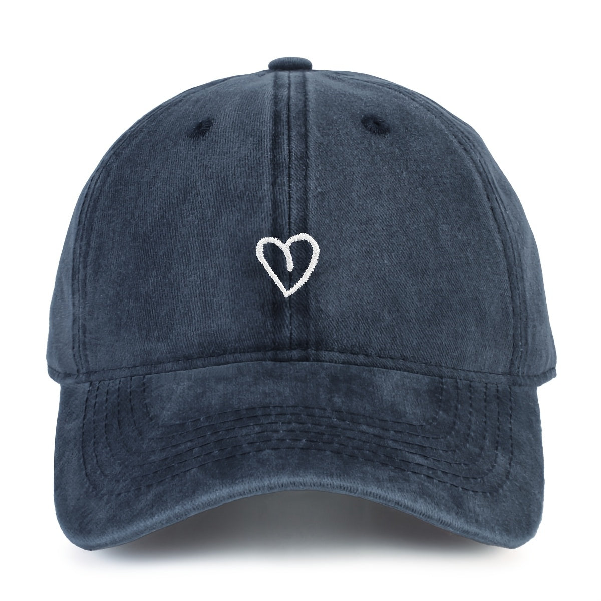 Vintage Baseballcap met Hartstiksel – Verstelbaar Katoen Gewassen Stijl Sportpet Zomerpet Dames Heren Casual Cap | Sansoti