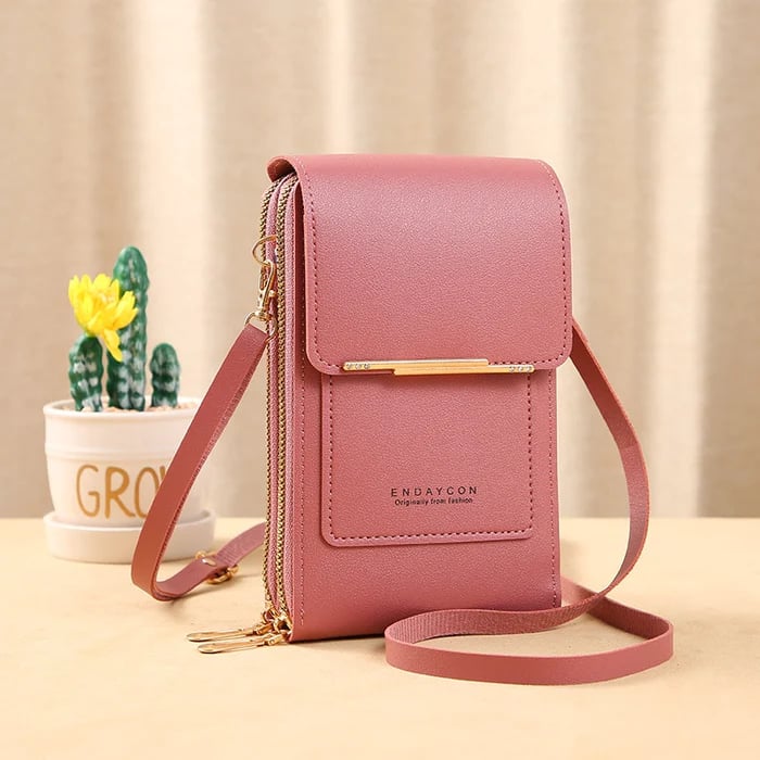 Dames Schoudertas met Telefoonvak en Antidiefstal – Compacte Crossbodytas PU Leer Groen Roze Zwart Grijs Blauw Rood Bruin – Veilige Handtas Portemonnee | Sansoti