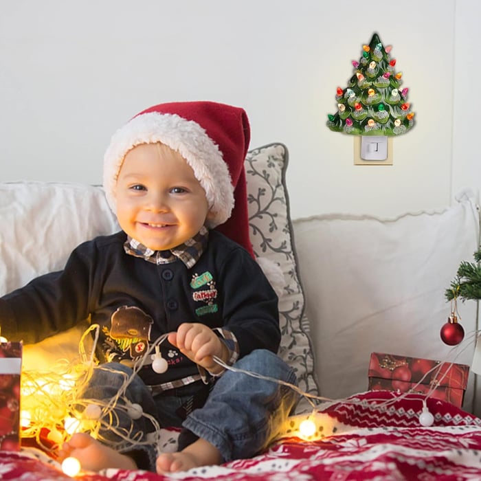 Decoratieve Verlichte Kerstboom Nachtlamp Warmwit LED Sfeerverlichting Hars voor Kerstdecoratie Slaapkamer Woonkamer | Sansoti