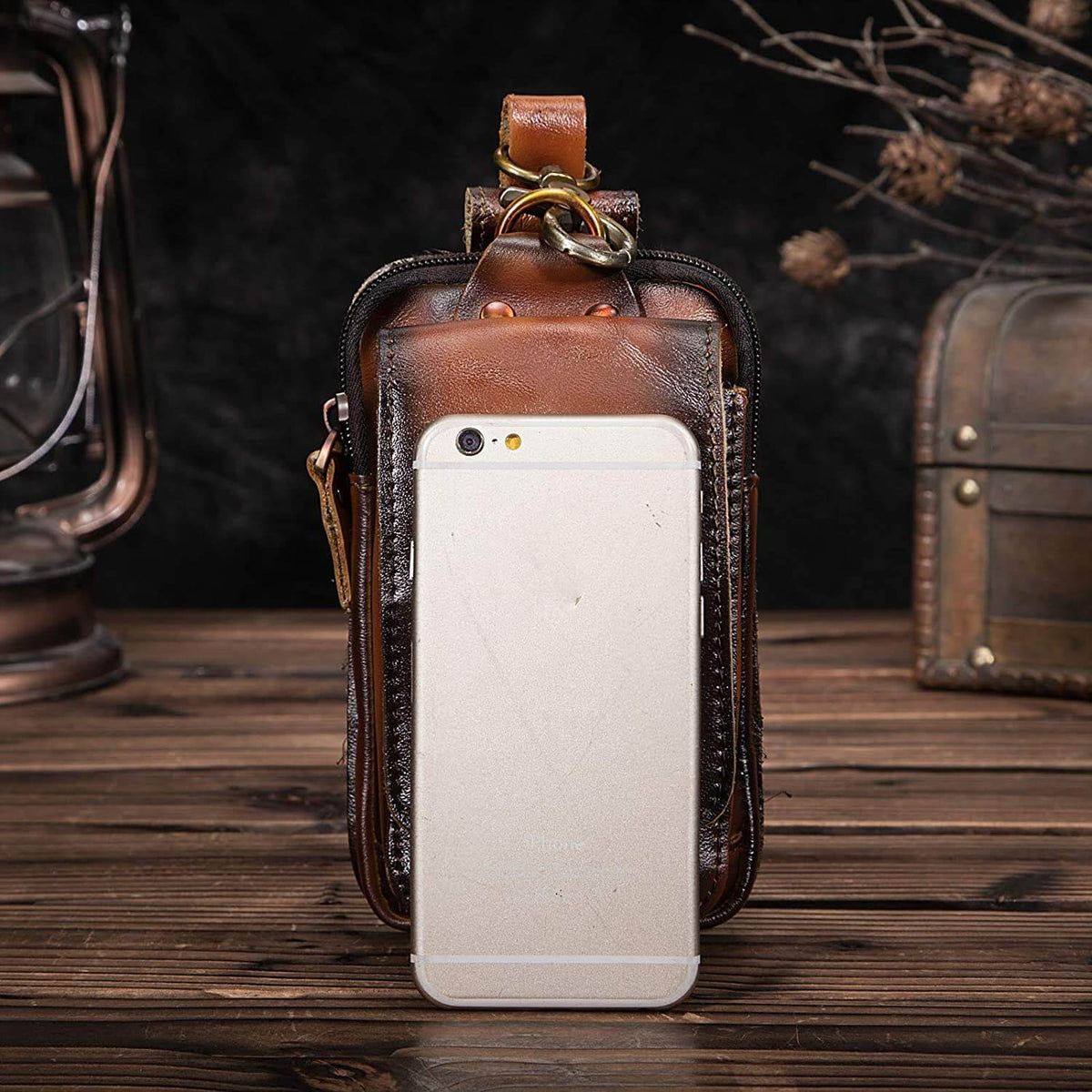 Sac banane en cuir pour homme, cuir de vache, ceinture réglable, fermeture magnétique, téléphone, portefeuille et clés, pratique | Sansoti