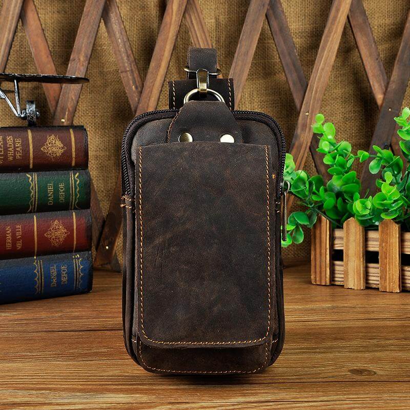 Leren Heuptas Heren – Vintage Echt Leder Heuptasje met Verstelbare Riem – Bruine Crossbody Tas voor Dagelijks Gebruik | Sansoti