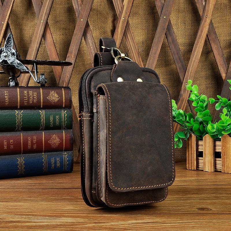 Leren Heuptas Heren – Vintage Echt Leder Heuptasje met Verstelbare Riem – Bruine Crossbody Tas voor Dagelijks Gebruik | Sansoti