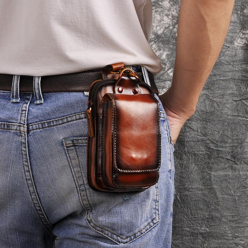 Leren Heuptas Heren – Vintage Echt Leder Heuptasje met Verstelbare Riem – Bruine Crossbody Tas voor Dagelijks Gebruik | Sansoti