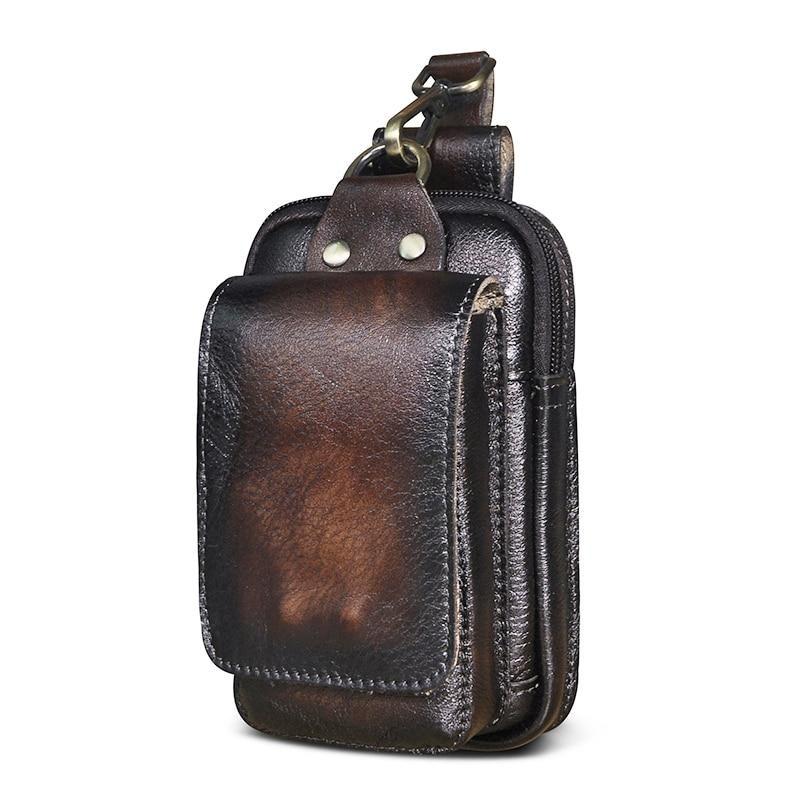 Leren Heuptas Heren – Vintage Echt Leder Heuptasje met Verstelbare Riem – Bruine Crossbody Tas voor Dagelijks Gebruik | Sansoti