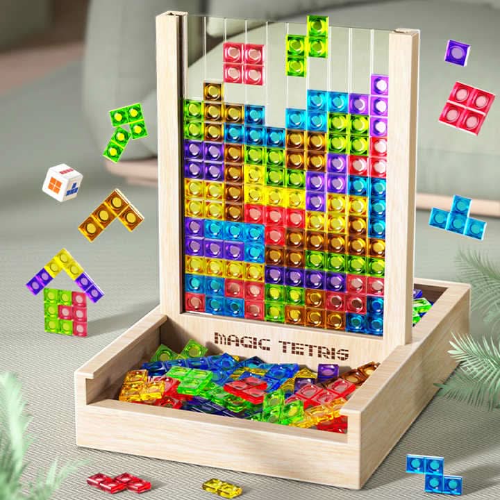 Ecoblock Tetris Houten Puzzelspel voor Kinderen en Volwassenen - Duurzaam Breintraining Bordspel | Sansoti