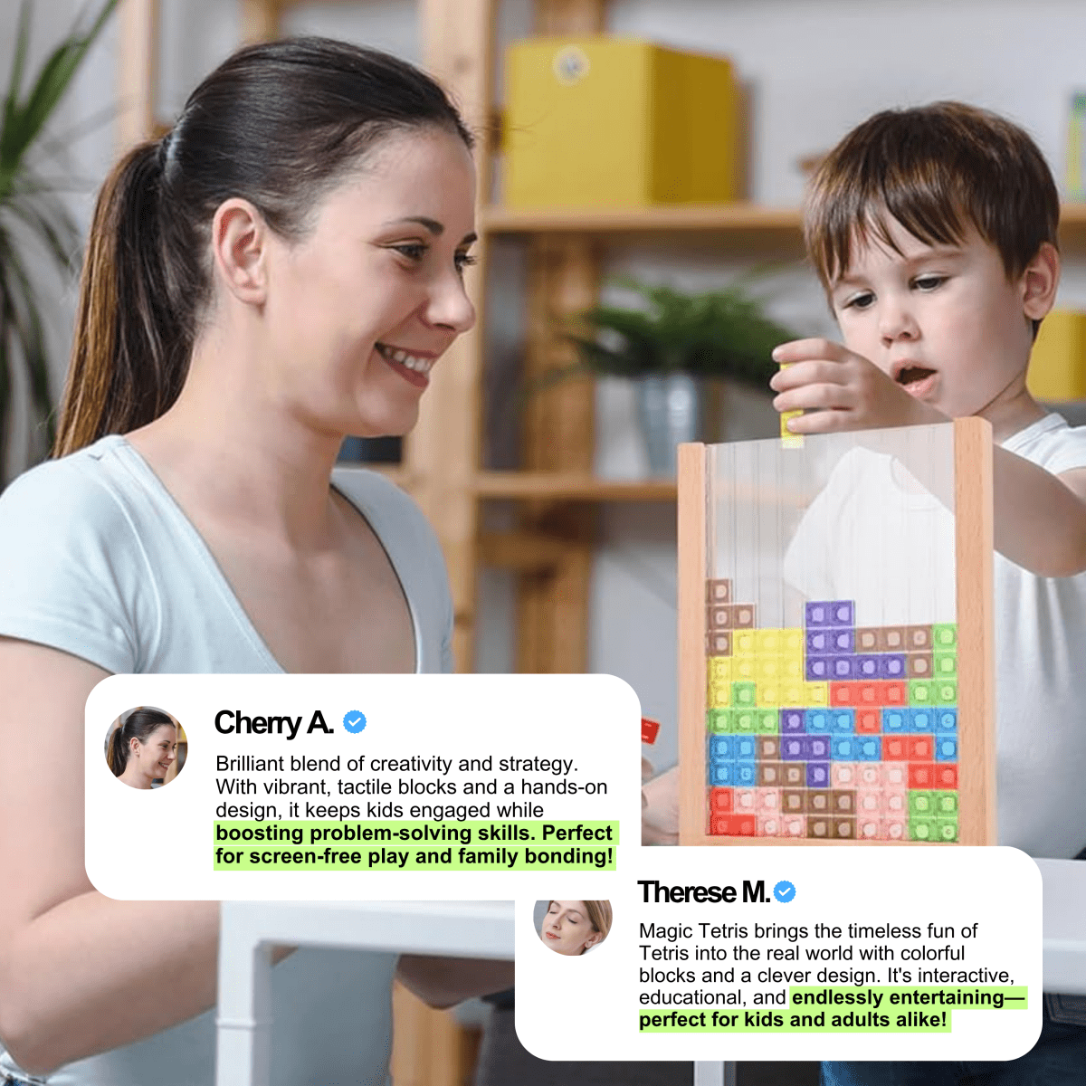 Ecoblock Tetris Houten Puzzelspel voor Kinderen en Volwassenen - Duurzaam Breintraining Bordspel | Sansoti