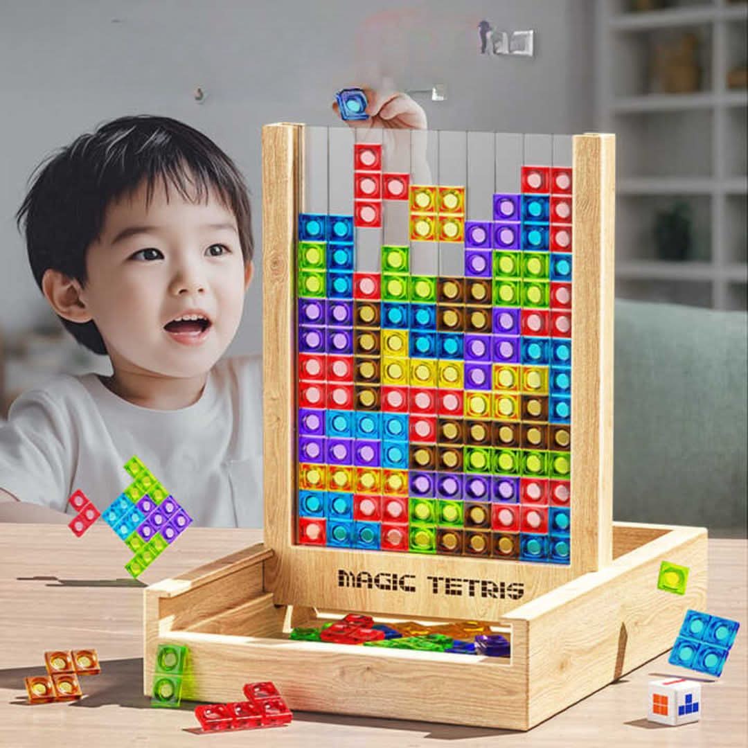 Ecoblock Tetris Houten Puzzelspel voor Kinderen en Volwassenen - Duurzaam Breintraining Bordspel | Sansoti