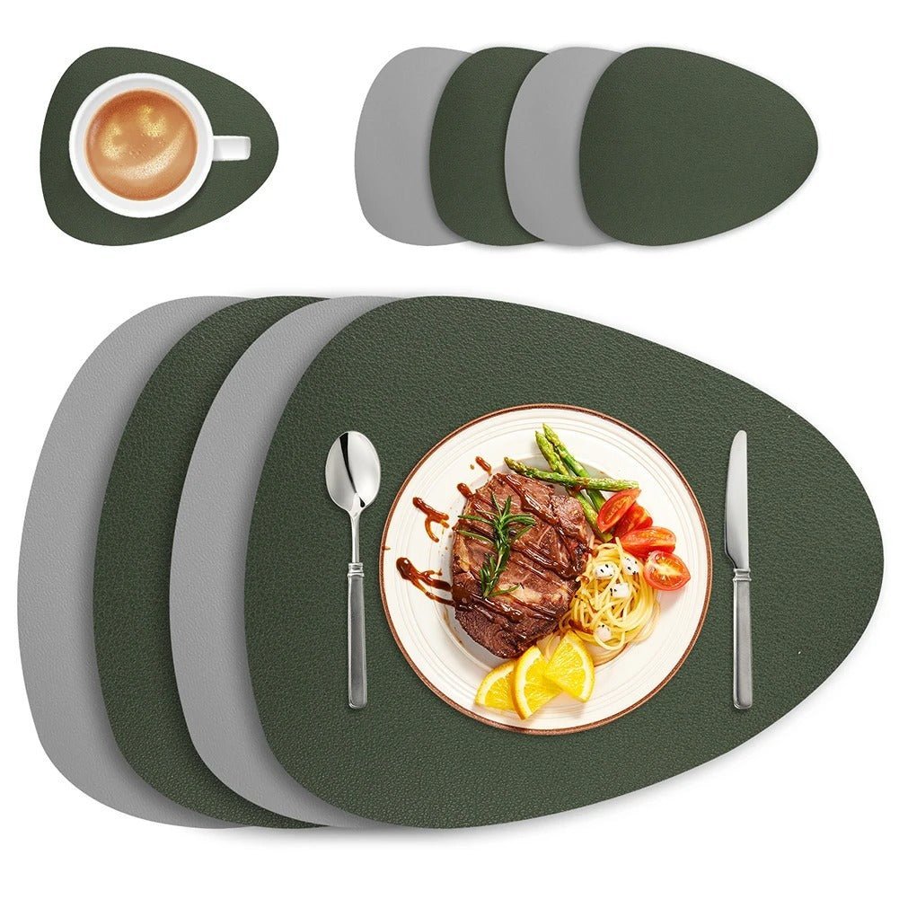 Dubbelzijdige Placemats Kunstleer Waterafstotend Antislip Set 4 of 8 Stuks Tafelbescherming Eettafel | Sansoti